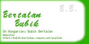 bertalan bubik business card